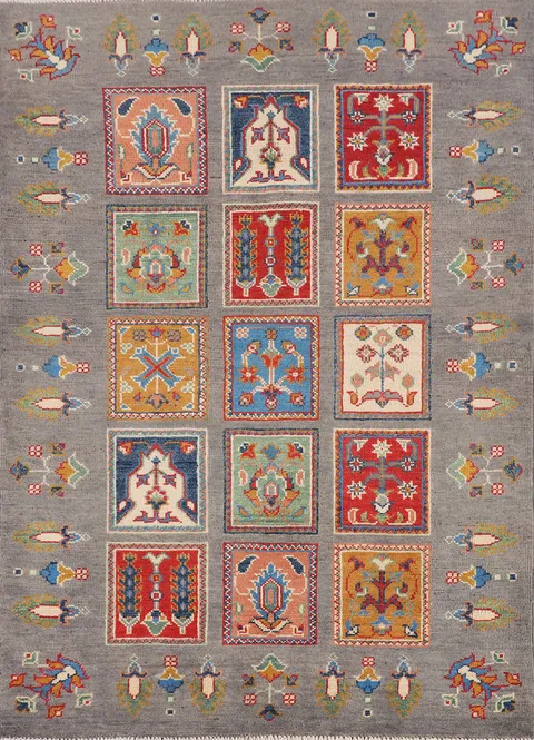 Garden Design Kazak Oriental Rug 4x5