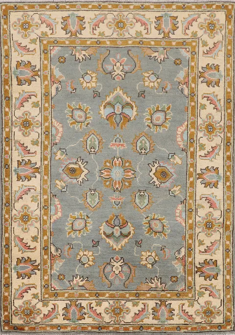 Gray Floral Oushak Handmade Accent Rug 3x5