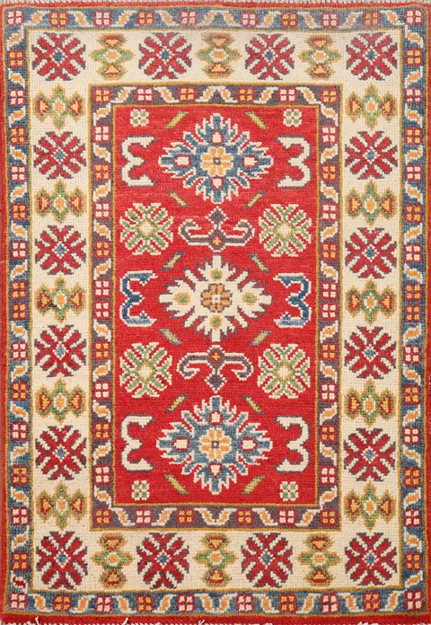 Geometric Wool Kazak Oriental Accent Rug 2x3