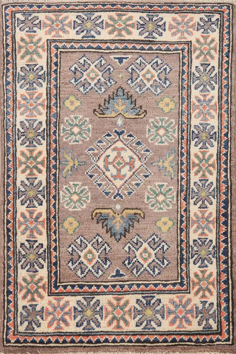 Gray Wool Kazak Oriental Accent Rug 2x3