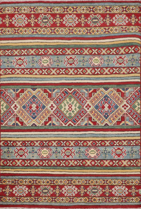 Geometric Kazak Handmade Accent Rug 3x5