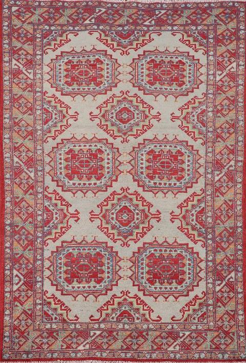 Geometric Wool Kazak Oriental Rug 3x5