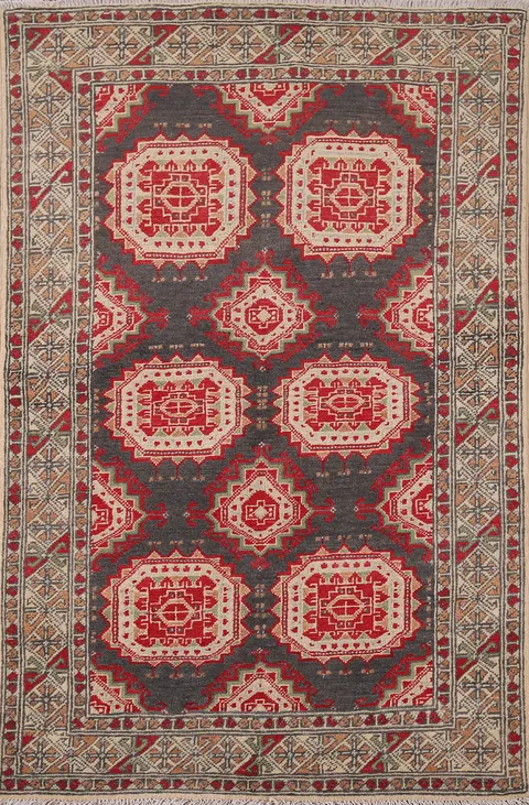 Charcoal Gray Wool Kazak Oriental Rug 3x5