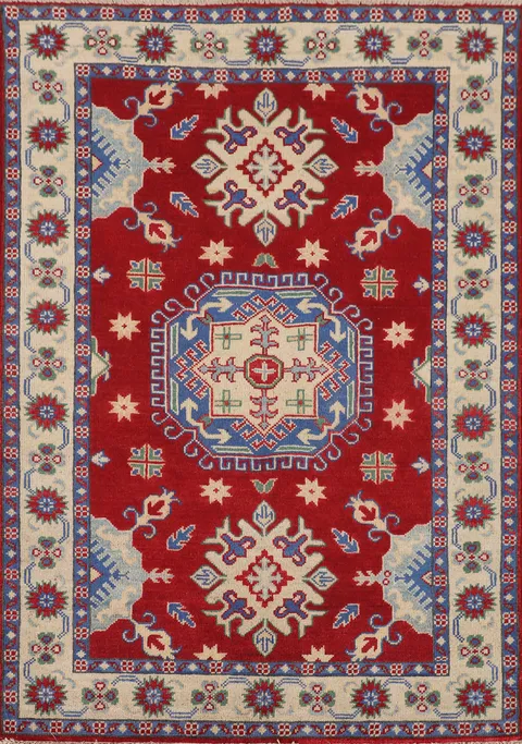 Red Wool Kazak Handmade Accent Rug 3x5