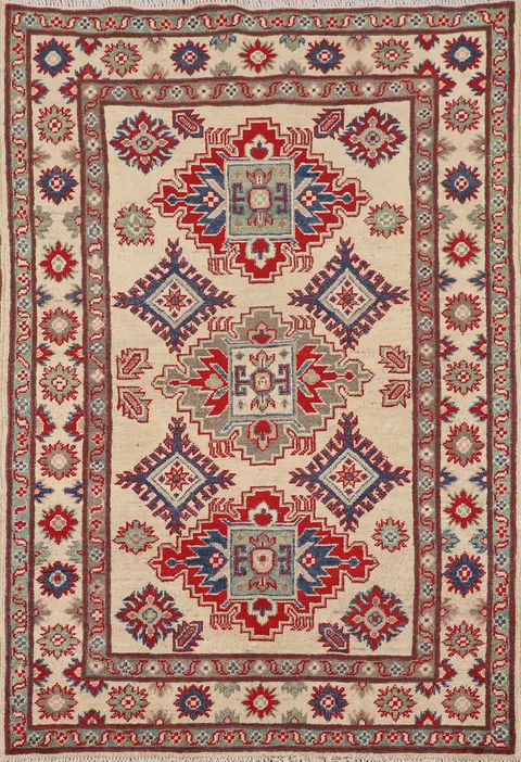 Geometric Wool Kazak Oriental Accent Rug 3x5