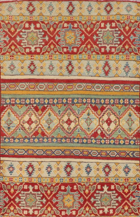 Striped Wool Kazak Accent Rug 3x5
