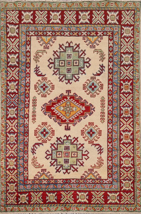 Geometric Wool Kazak Oriental Accent Rug 3x5