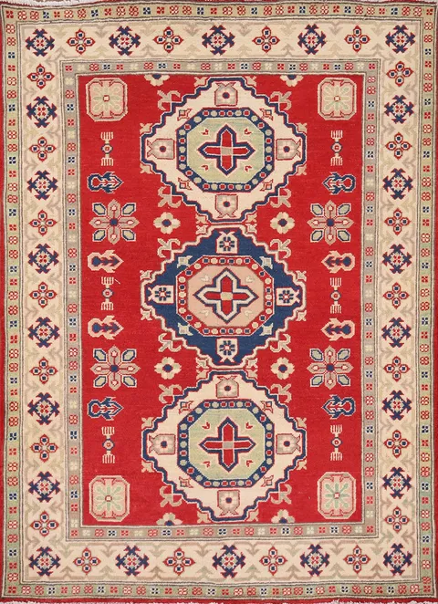 Geometric Kazak Oriental Rug 4x6