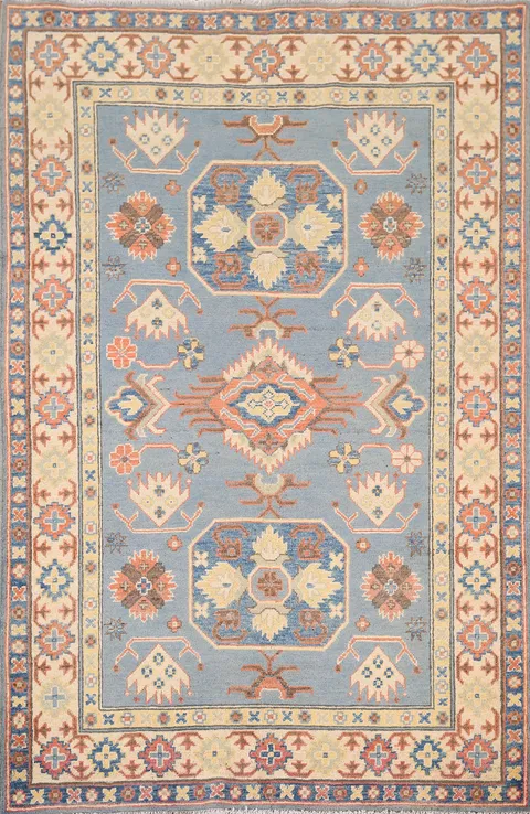 Light Blue Kazak Oriental Rug 4x6