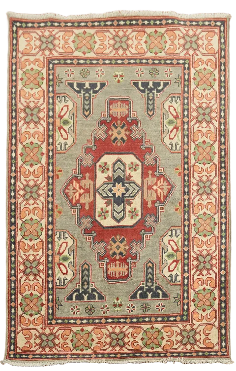 Handmade Gray Kazak Oriental Rug 3x5
