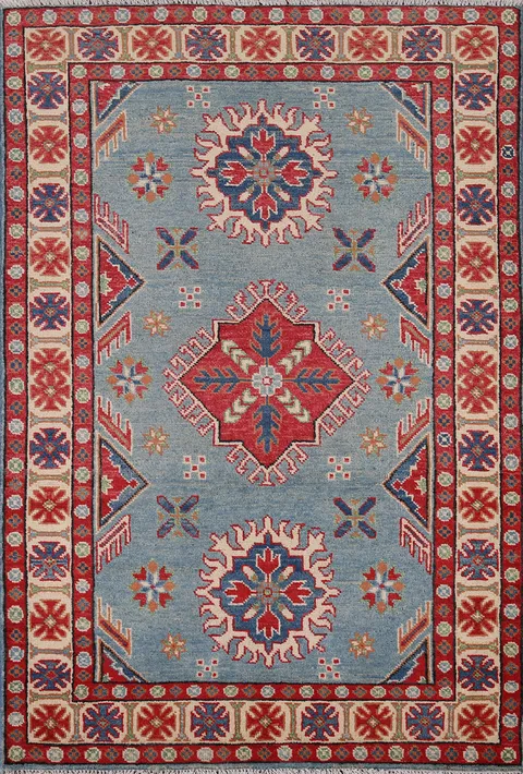 Handmade Blue Kazak Oriental Accent Rug 3x5