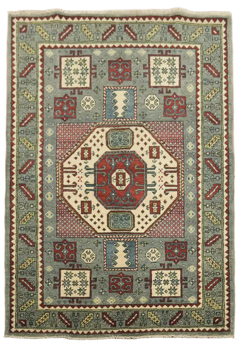 Geometric Wool Kazak Oriental Rug 3x5