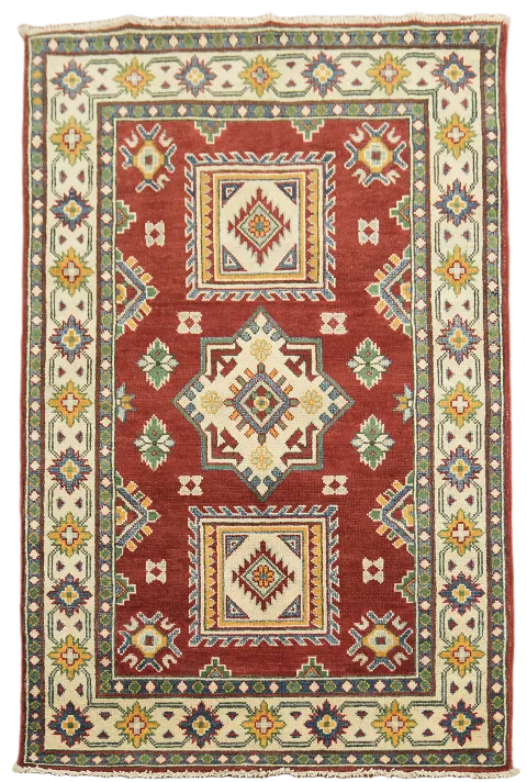 Handmade Wool Red Kazak Oriental Rug 3x5