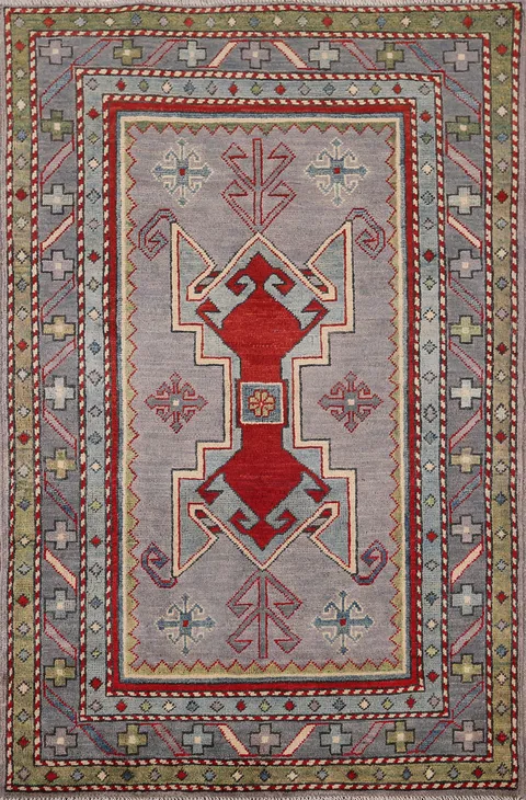 Geometric Wool Kazak Oriental Accent Rug 3x5