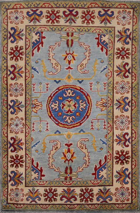 Light Blue Kazak Oriental Rug 4x5