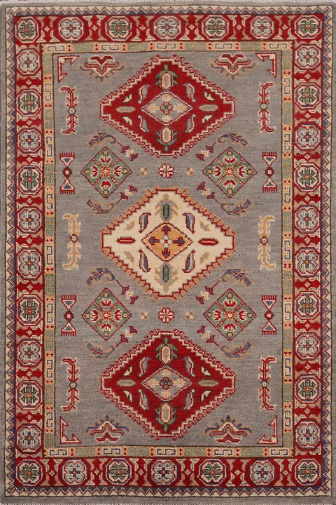 Geometric Wool Kazak Oriental Accent Rug 3x5