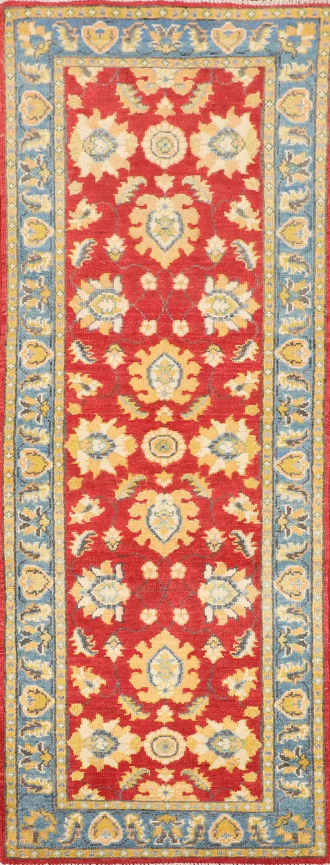 Handmade Red Oushak Wool Runner Rug 2x6