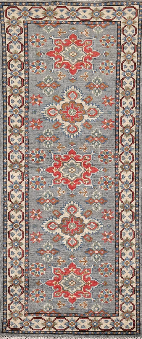 Handmade Wool Kazak Oriental Runner Rug 2x6