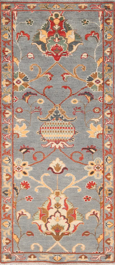 Handmade Gray Kazak Oriental Runner Rug 2x6