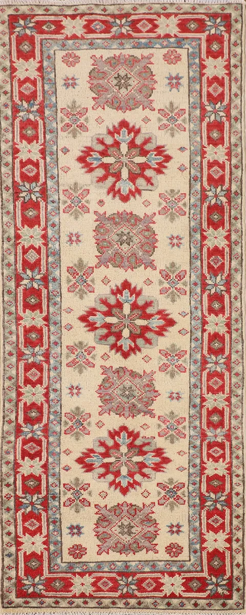 Geometric Kazak Oriental Runner Rug 2x6