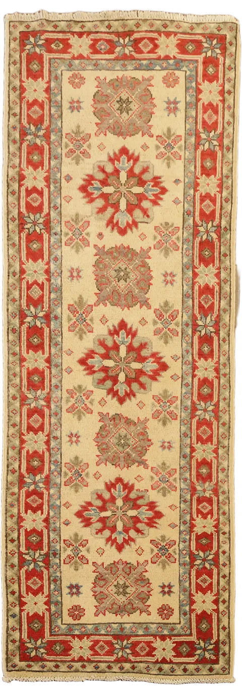 Geometric Kazak Oriental Runner Rug 2x6