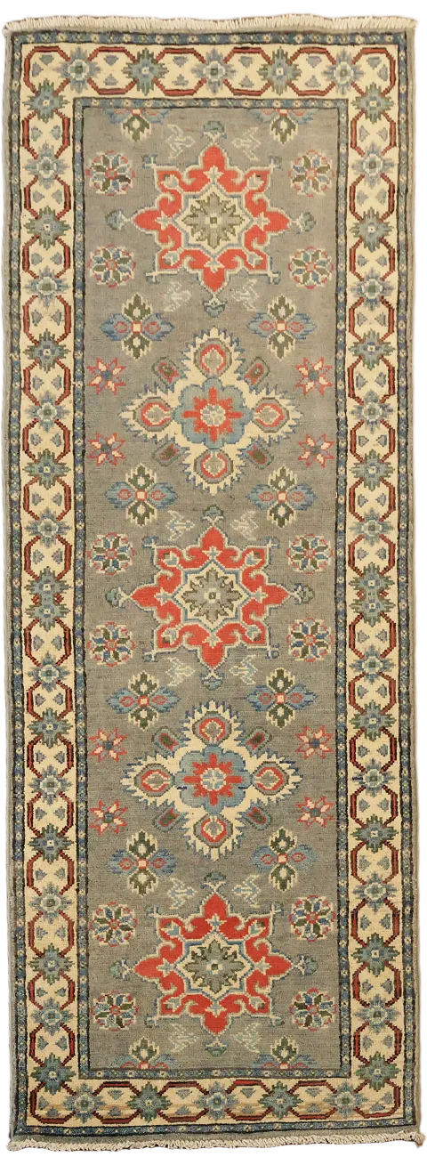 Geometric Kazak Oriental Runner Rug 2x6
