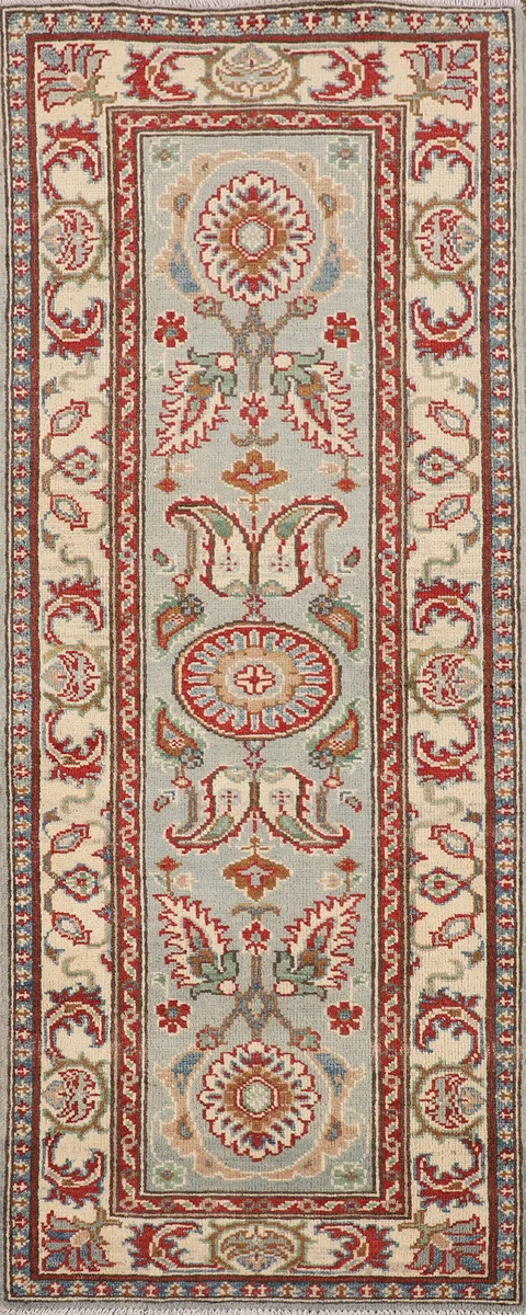 Geometric Kazak Oriental Runner Rug 2x6