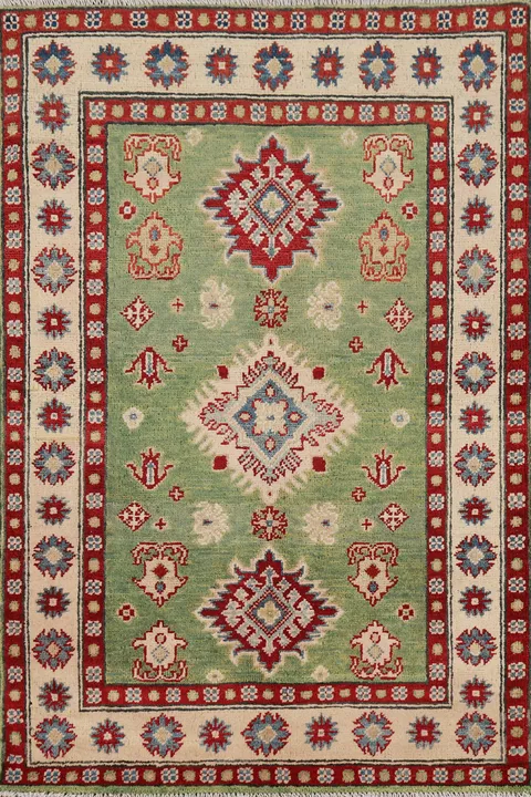 Light Green Kazak Oriental Foyer Rug 3x4