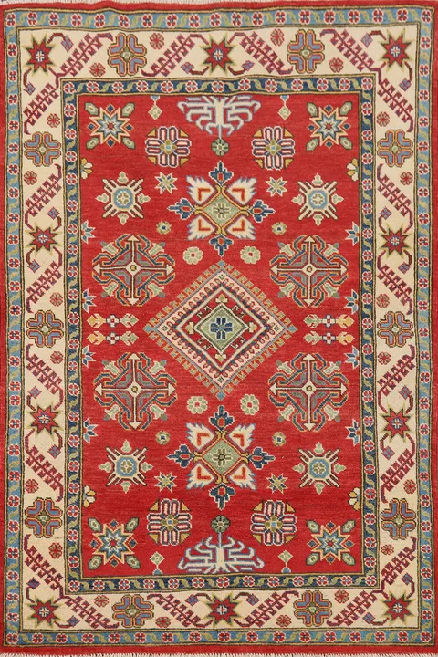 Handmade Wool Kazak Accent Rug 4x6