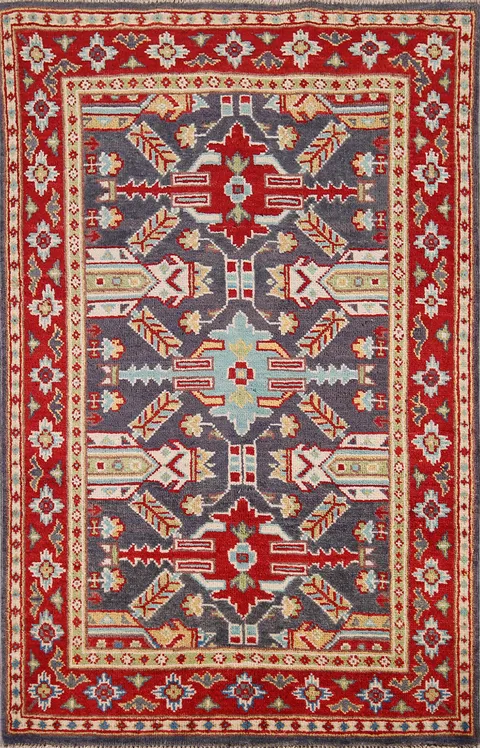Geometric Kazak Oriental Accent Rug 3x4