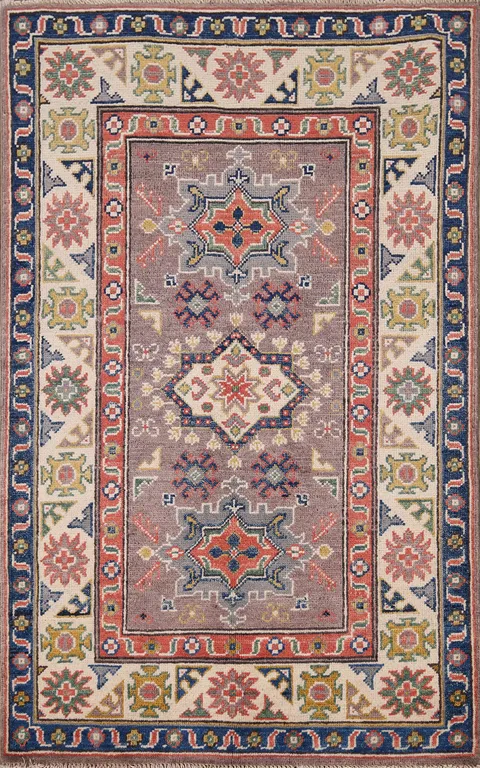 Geometric Kazak Oriental Foyer Rug 3x4