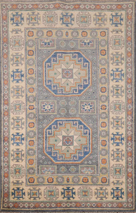 Handmade Kazak Oriental Foyer Rug 3x4