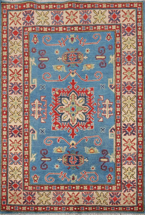 Handmade Blue Kazak Pakistan Accent Rug 3x5