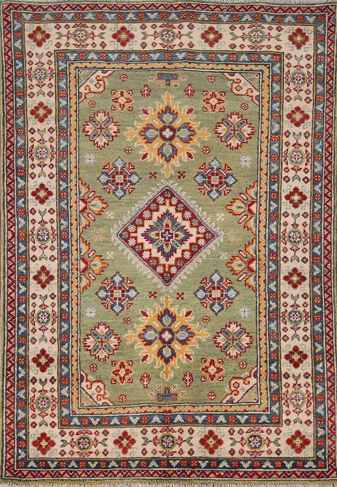 Light Green Wool Kazak Accent Rug 3x5