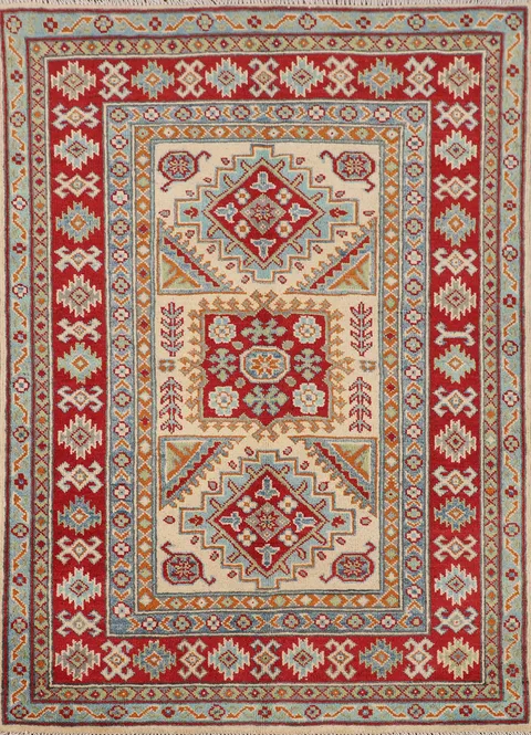 Geometric Kazak Oriental Foyer Rug 3x5