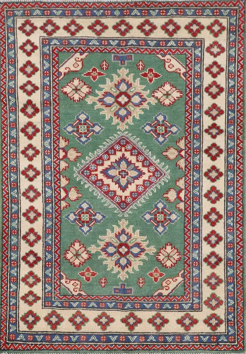 Green Geometric Kazak Accent Rug 3x5