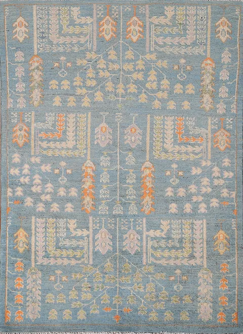 Light Blue Handmade Kazak Accent Rug 3x4