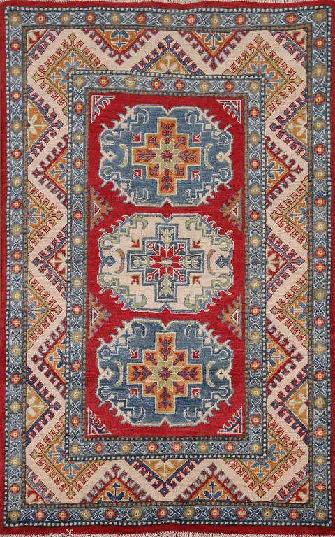 Geometric Wool Kazak Accent Rug 3x5