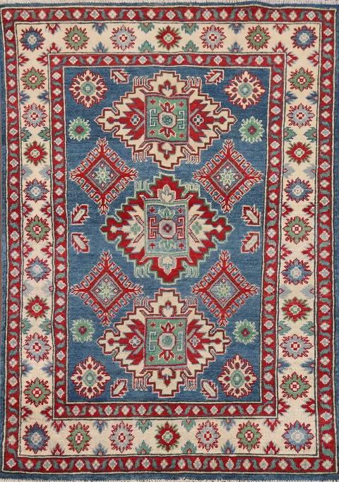 Handmade Blue Kazak Foyer Rug 3x5