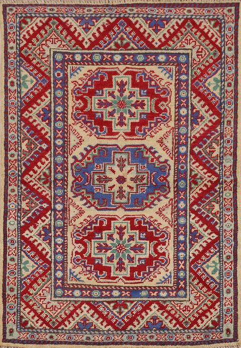 Handmade Kazak Oriental Foyer Rug 3x4