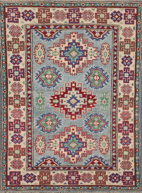 Light Blue Kazak Handmade Accent Rug 3x4