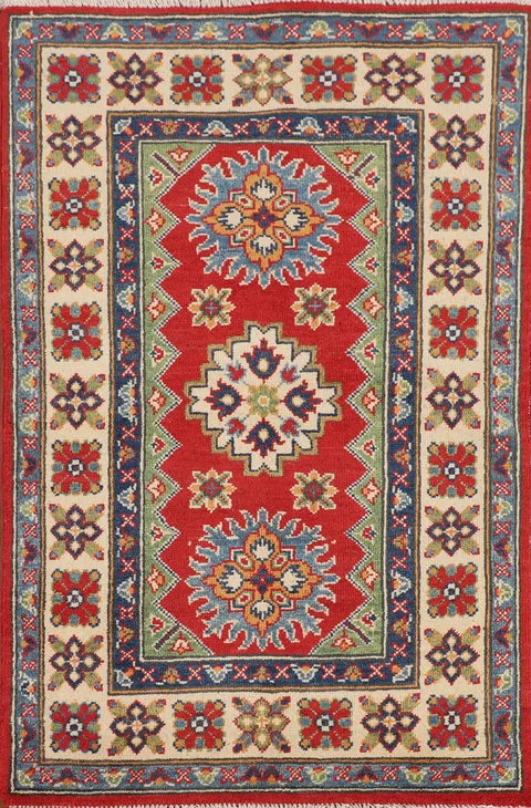 Handmade Wool Kazak Foyer Rug 3x4