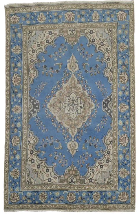 Traditional Blue Tabriz Persian Area Rug 6x10