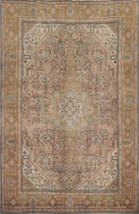 Distressed Vintage Tabriz Persian Area Rug 6x9