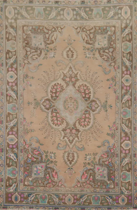 Distressed Wool Tabriz Persian Area Rug 7x10