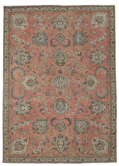 Distressed Floral Tabriz Persian Area Rug 8x11