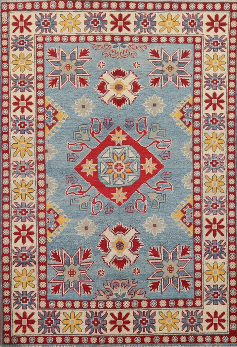 Light Blue Kazak Oriental Accent Rug 4x6
