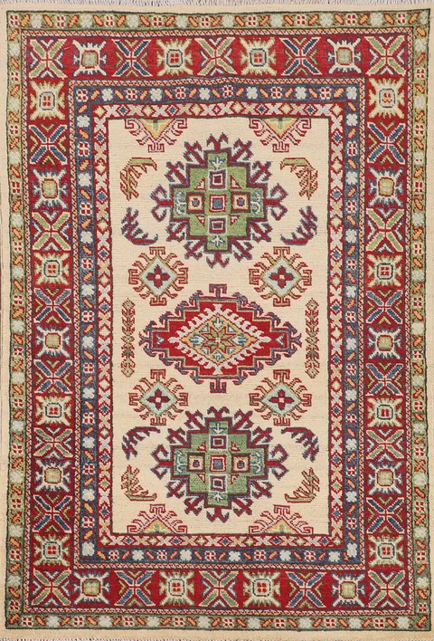 Geometric Kazak Oriental Foyer Rug 3x5