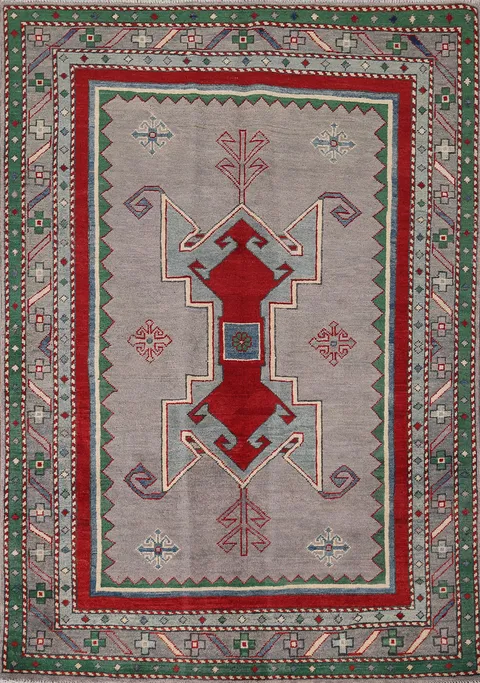 Geometric Kazak Oriental Foyer Rug 4x6