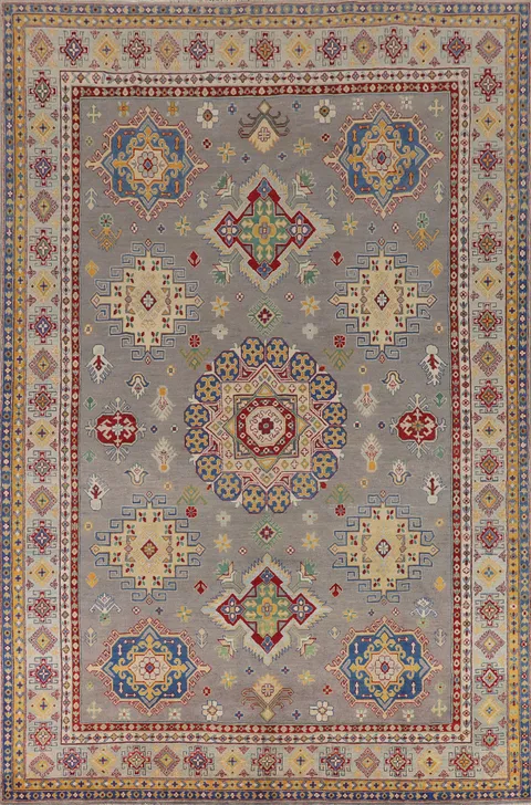 Handmade Gray Kazak Living Room Area Rug 8x12